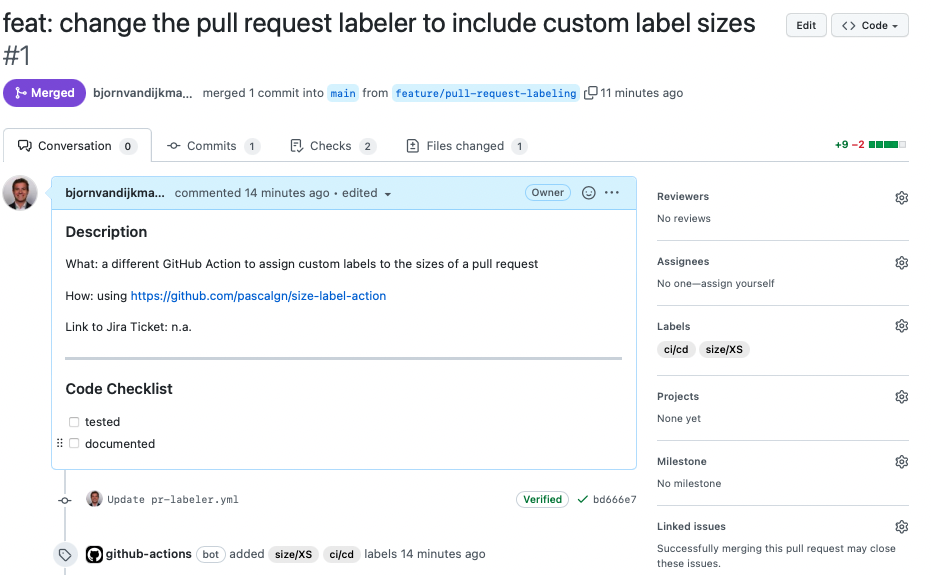 Pull request labeler